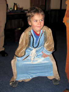 Joseph doing some pre-performance stretching 